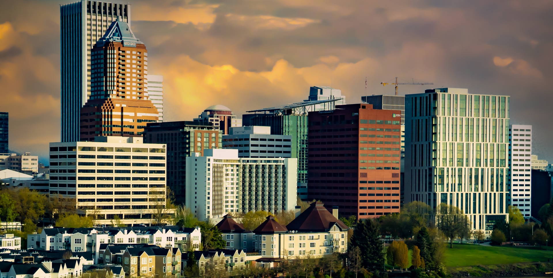 Portland skyline and Oregon and Washington markets